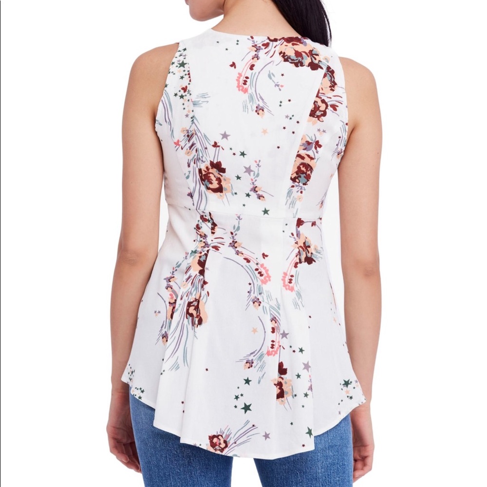 Free People Back to Basics Floral Stars Wrap Top - Picture 2 of 7